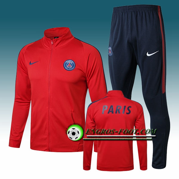 Engros-foot: Survetement Foot - Veste PSG Rouge Ensemble 2017-2018 -01 Thailande