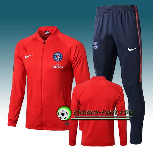 Engros-foot: Survetement Foot - Veste PSG Rouge Ensemble 2017-2018 -02 Thailande