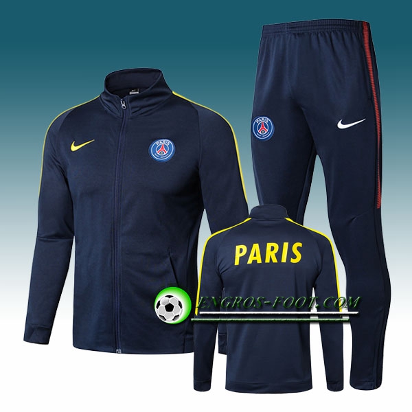 Engros-foot: Survetement Foot - Veste PSG Bleu Marine/Jaune Ensemble 2017-2018 Thailande