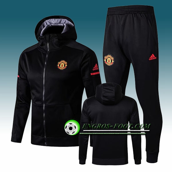 Engros-foot: Sweat a Capuche Survetement Foot Manchester United Noir 2017-2018 Ensemble Thailande