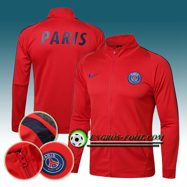 Engros-foot: Veste Foot PSG Rouge Ensemble 2017-2018 -01 Thailande