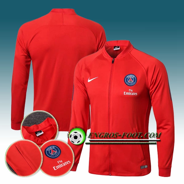 Engros-foot: Veste Foot PSG Rouge Ensemble 2017-2018 -02 Thailande