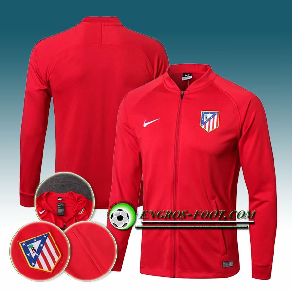 Engros-foot: Veste Foot Atletico Madrid Rouge Ensemble 2017-2018 Thailande