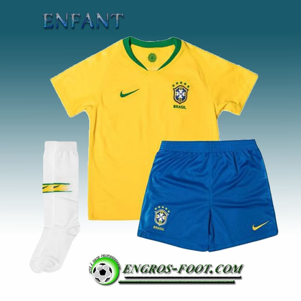 Engros-foot: Jeu Maillot Foot Brésil Enfant Domicile 2018/2019 Janue Thailande