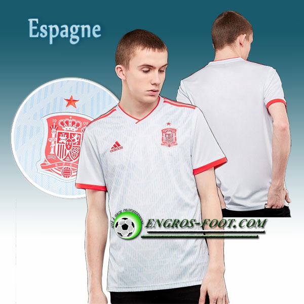 Engros-foot: Jeu Maillot Foot Espagne Exterieur 2018/2019 Blanc Thailande