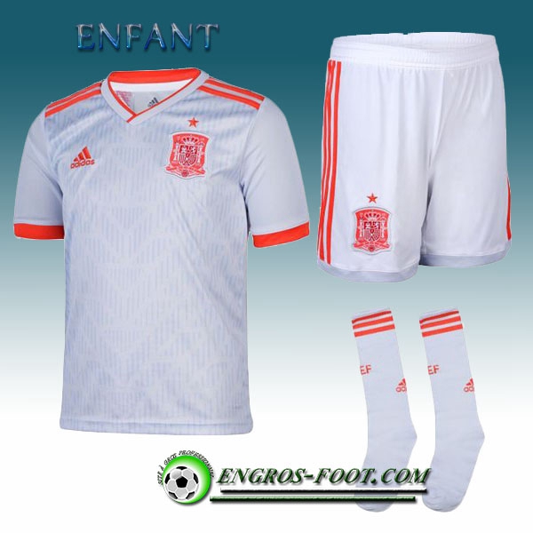 Engros-foot: Jeu Maillot Foot Espagne Enfant Exterieur 2018/2019 Blanc Thailande