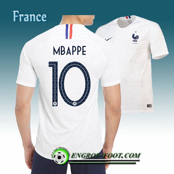 Engros-foot: Jeu Maillot Foot France Mbappe 10 Exterieur 2018/2019 Blanc Thailande