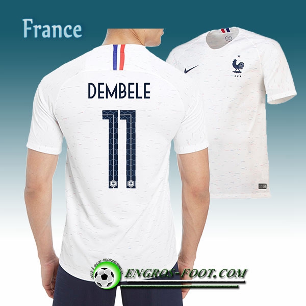 Engros-foot: Jeu Maillot Foot France Dembele 11 Exterieur 2018/2019 Blanc Thailande