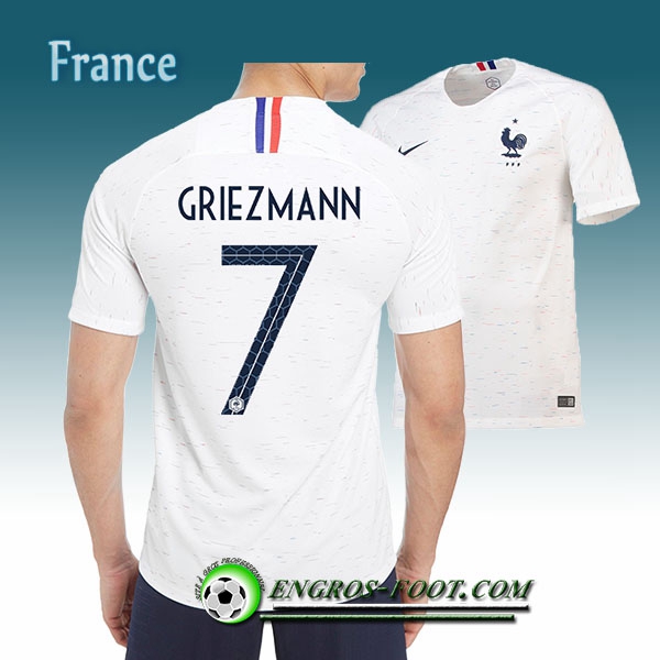 Engros-foot: Jeu Maillot Foot France Griezmann 7 Exterieur 2018/2019 Blanc Thailande