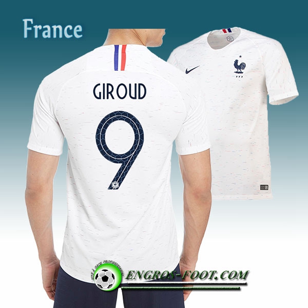 Engros-foot: Jeu Maillot Foot France Giroud 9 Exterieur 2018/2019 Blanc Thailande