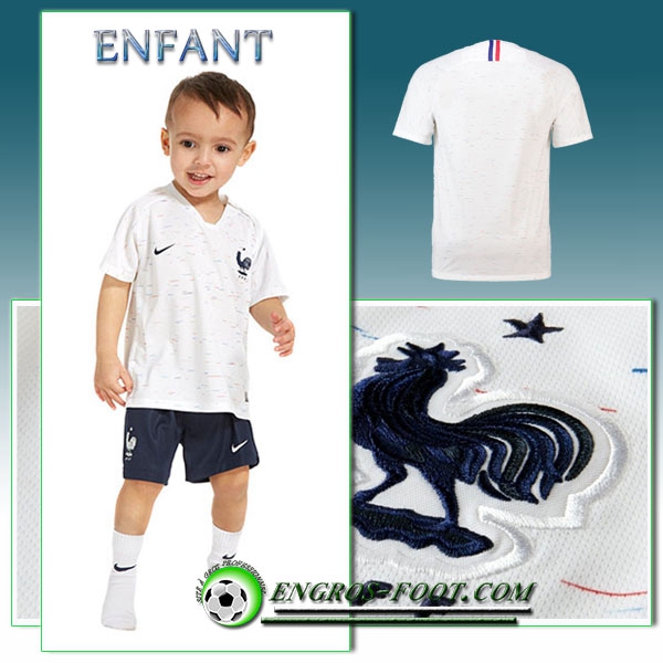 Engros-foot: Jeu Maillot Foot France Enfant Exterieur 2018/2019 Blanc Thailande