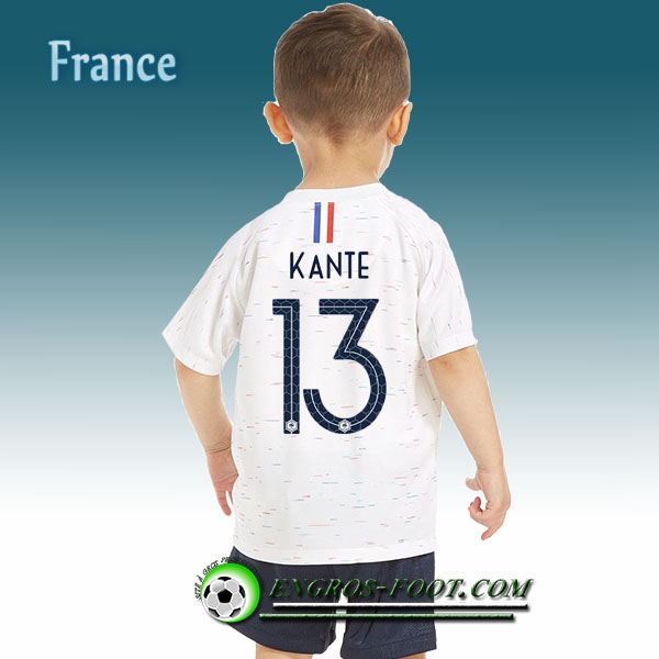 Engros-foot: Jeu Maillot Foot France Enfant Kante 13 Exterieur 2018/2019 Blanc Thailande