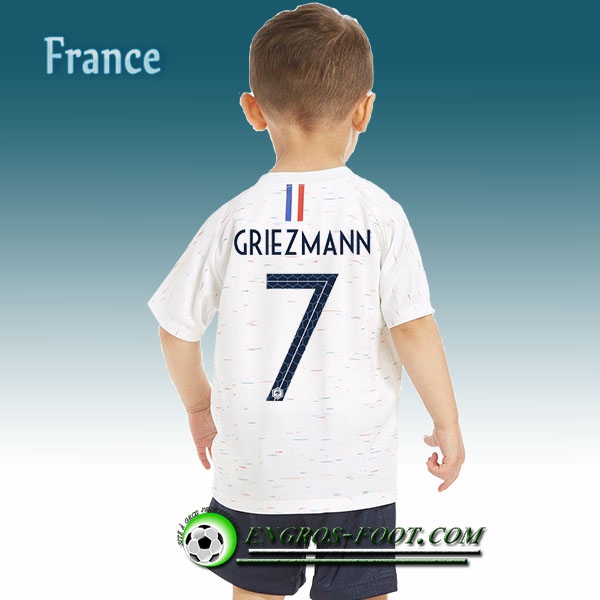 Engros-foot: Jeu Maillot Foot France Enfant Griezmann 7 Exterieur 2018/2019 Blanc Thailande