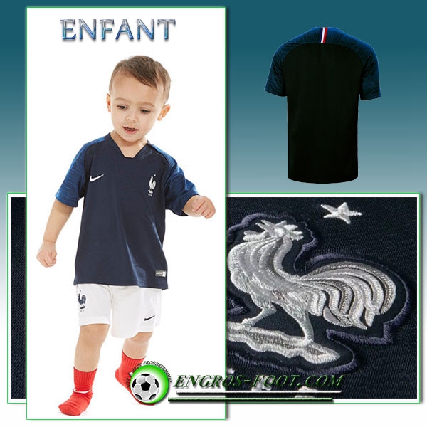 Engros-foot: Jeu Maillot Foot France Enfant Domicile 2018/2019 Bleu Thailande