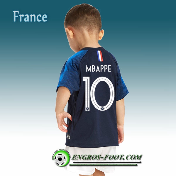 Engros-foot: Jeu Maillot Foot France Enfant Mbappe 10 Domicile 2018/2019 Bleu Thailande