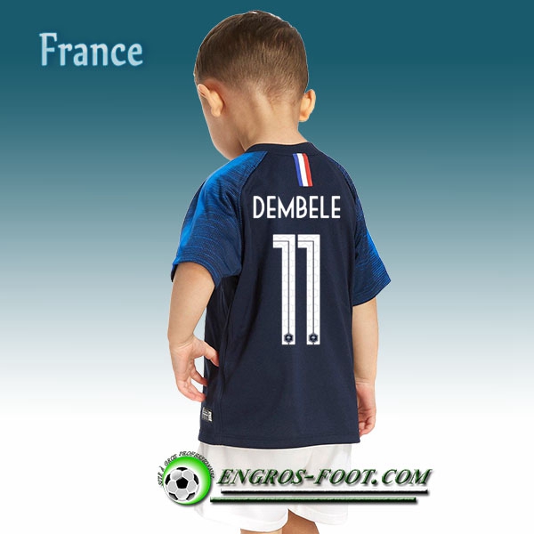 Engros-foot: Jeu Maillot Foot France Enfant Dembele 11 Domicile 2018/2019 Bleu Thailande