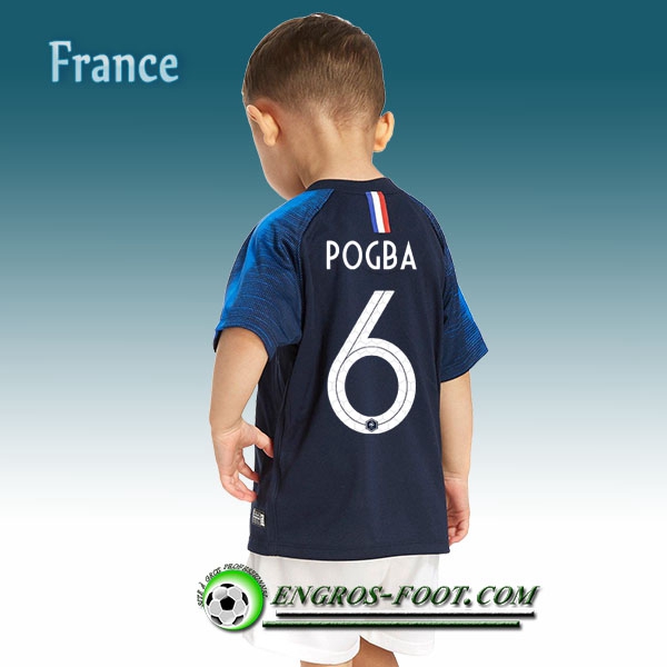 Engros-foot: Jeu Maillot Foot France Enfant Pogba 6 Domicile 2018/2019 Bleu Thailande