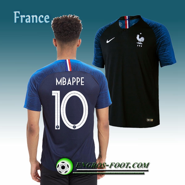 Engros-foot: Jeu Maillot Foot France Mbappe 10 Domicile 2018/2019 Bleu Thailande