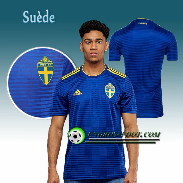 Engros-foot: Jeu Maillot Foot Suède Exterieur 2018/2019 Bleu Thailande