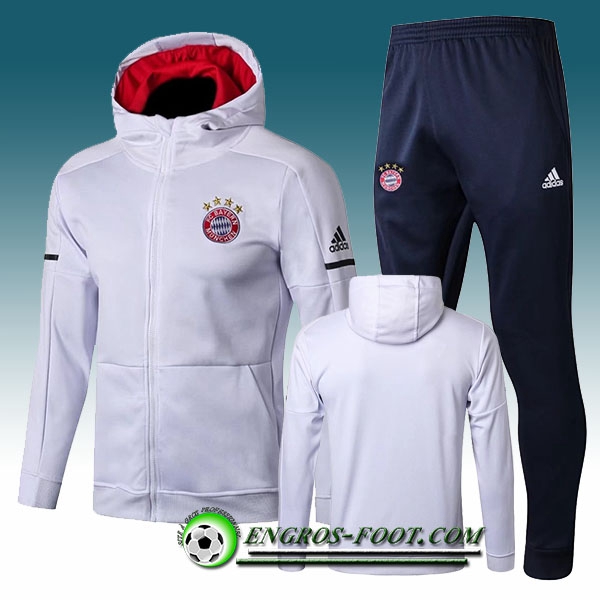 Engros-foot: Sweat a Capuche Survetement Foot Bayern Munich Blanc 2017-2018 Ensemble Thailande