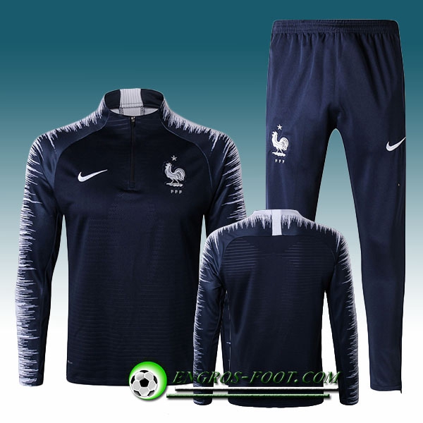 Engros-foot: Survetement Foot France Bleu Marine/Blanc Ensemble 2017-2018 Thailande