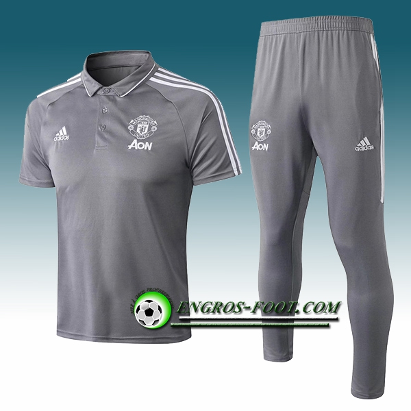 Engros-foot: Ensemble Polo Manchester United + Pantalon Gris 2017-2018 Thailande