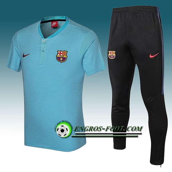 Engros-foot: Ensemble Polo FC Barcelone + Pantalon Bleu 2017-2018 Thailande