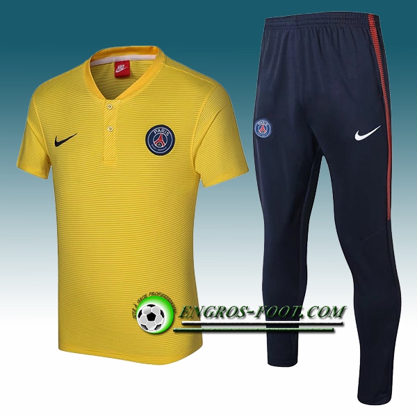 Engros-foot: Ensemble Polo PSG + Pantalon Jaune 2017-2018 Thailande