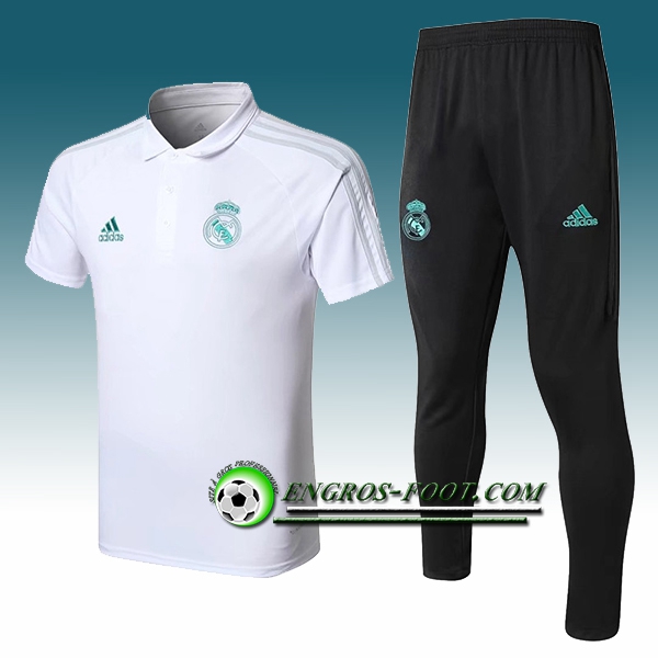 Engros-foot: Ensemble Polo Real Madrid + Pantalon Blanc 2017-2018 Thailande