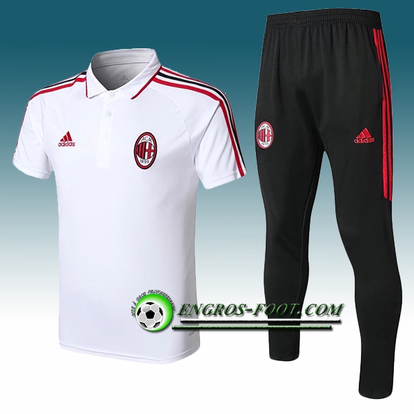 Engros-foot: Ensemble Polo Milan AC + Pantalon Blanc 2017-2018 Thailande