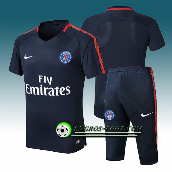 Engros-foot: Ensemble PRé MATCH Training PSG + Pantalon 3/4 Bleu Fonce 2017-2018 Thailande