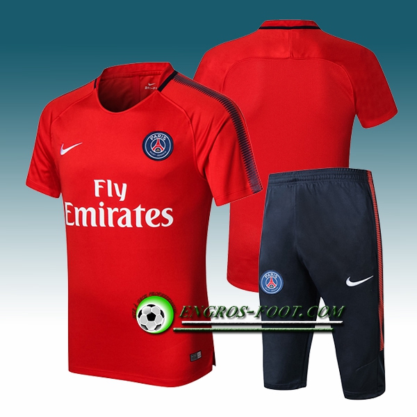 Engros-foot: Ensemble PRé MATCH Training PSG + Pantalon 3/4 Rouge 2017-2018 Thailande