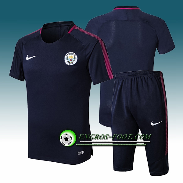 Engros-foot: Ensemble PRé MATCH Training Manchester City + Pantalon 3/4 Bleu Fonce 2017-2018 Thailande