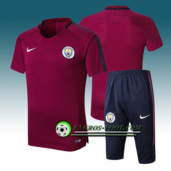 Engros-foot: Ensemble PRé MATCH Training Manchester City + Pantalon 3/4 Pourpre 2017-2018 Thailande