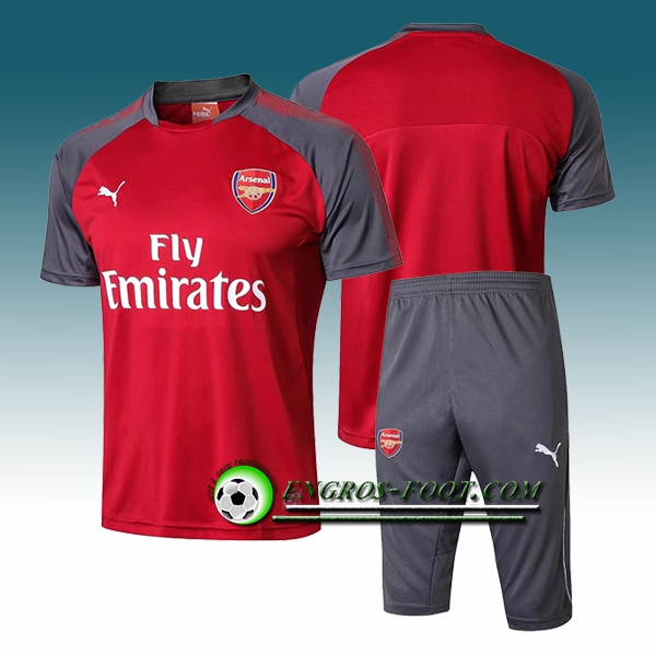 Engros-foot: Ensemble PRé MATCH Training Arsenal + Pantalon 3/4 Rouge 2017-2018 Thailande