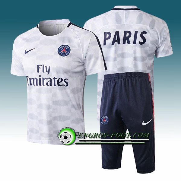 Engros-foot: Ensemble PRé MATCH Training PSG + Pantalon 3/4 Blanc/Bleu 2017-2018 Thailande