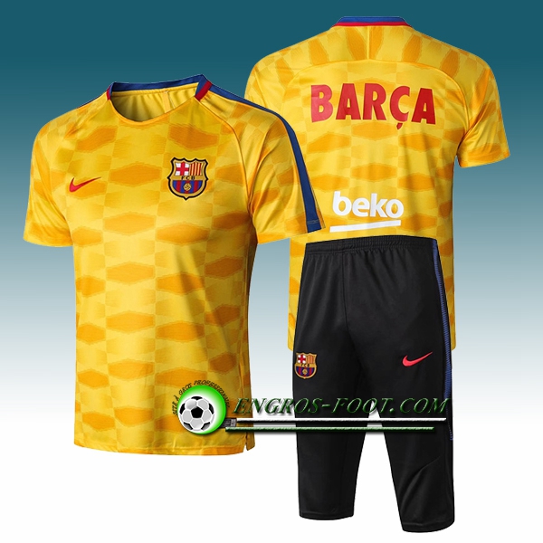 Engros-foot: Ensemble PRé MATCH Training FC Barcelone + Pantalon 3/4 Jaune 2017-2018 Thailande