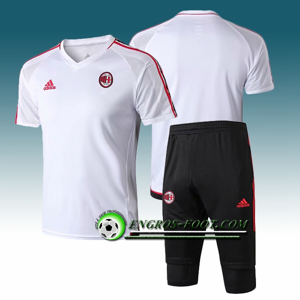 Engros-foot: Ensemble PRé MATCH Training Milan AC + Pantalon 3/4 Blanc 2017-2018 Thailande