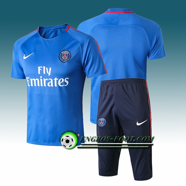 Engros-foot: Ensemble PRé MATCH Training PSG + Pantalon 3/4 Bleu 2017-2018 Thailande