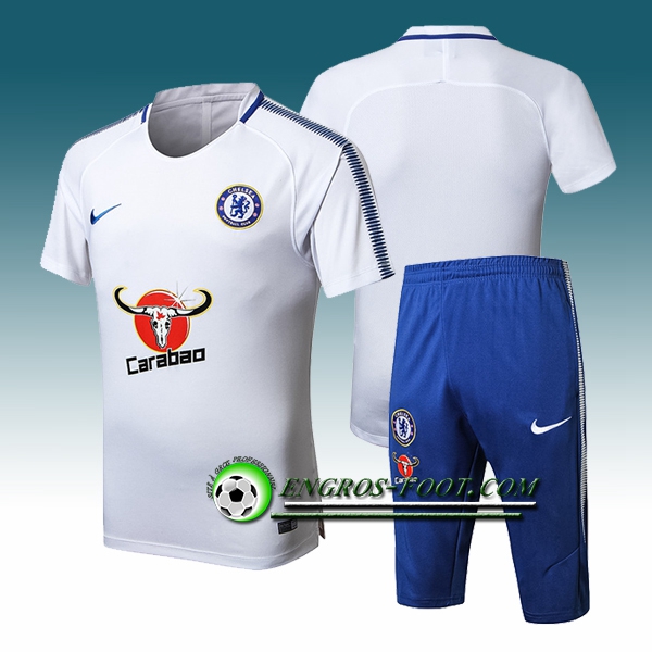 Engros-foot: Ensemble PRé MATCH Training FC Chelsea + Pantalon 3/4 Blanc 2017-2018 Thailande