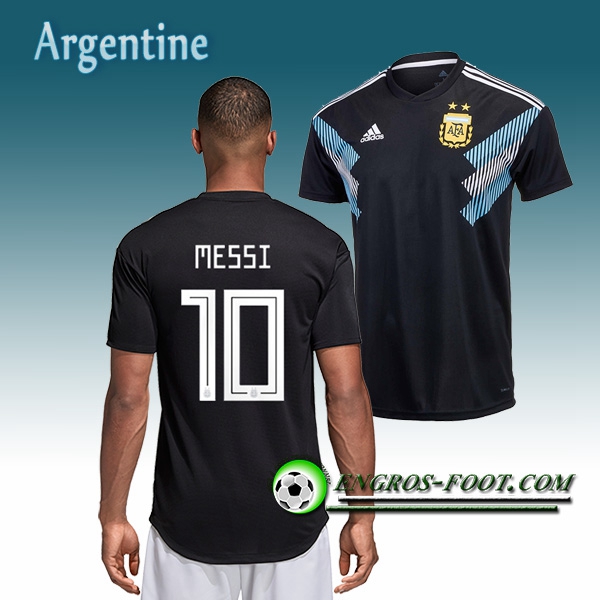 Engros-foot: Jeu Maillot Equipe de Argentine Messi 10 Exterieur 2018/2019 Noir Thailande