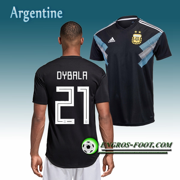 Engros-foot: Jeu Maillot Equipe de Argentine DYBALA 21 Exterieur 2018/2019 Noir Thailande