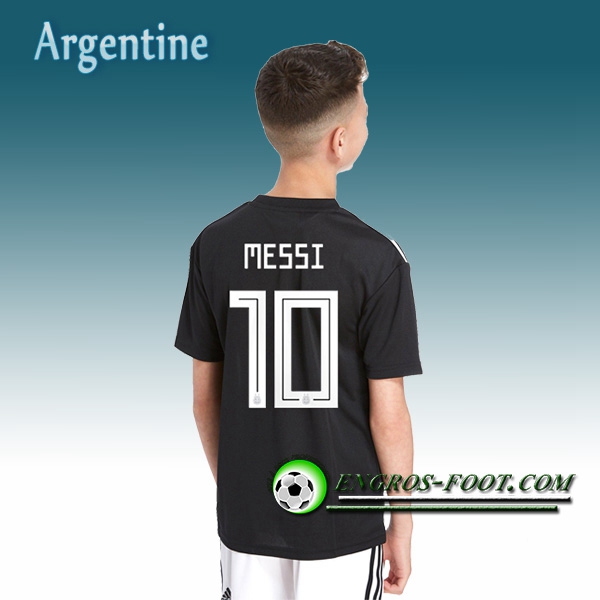 Engros-foot: Jeu Maillot Equipe de Argentine Enfant Messi 10 Exterieur 2018/2019 Noir Thailande