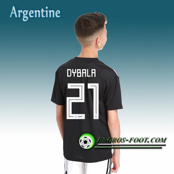 Engros-foot: Jeu Maillot Equipe de Argentine Enfant DYBALA 21 Exterieur 2018/2019 Noir Thailande