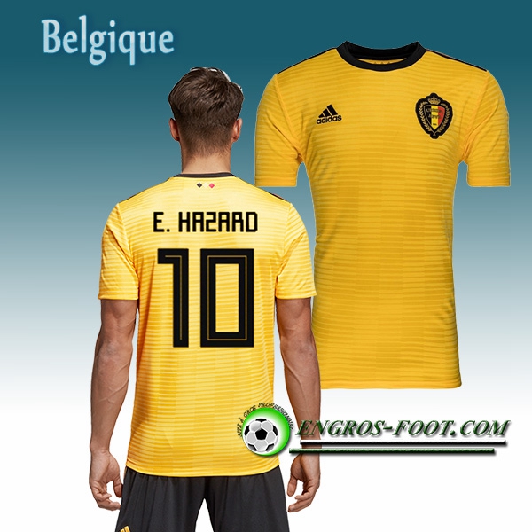 Engros-foot: Jeu Maillot Equipe de Belgique E. HAZARD 10 Exterieur 2018/2019 Jaune Thailande