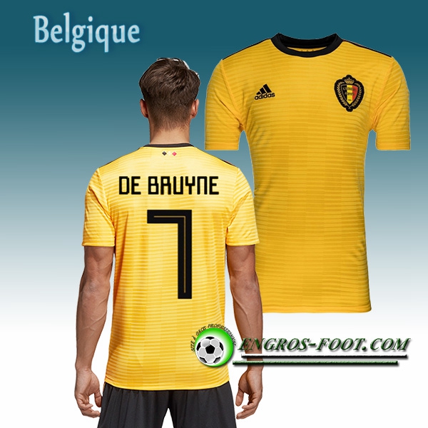 Engros-foot: Jeu Maillot Equipe de Belgique DE BRUYNE 7 Exterieur 2018/2019 Jaune Thailande