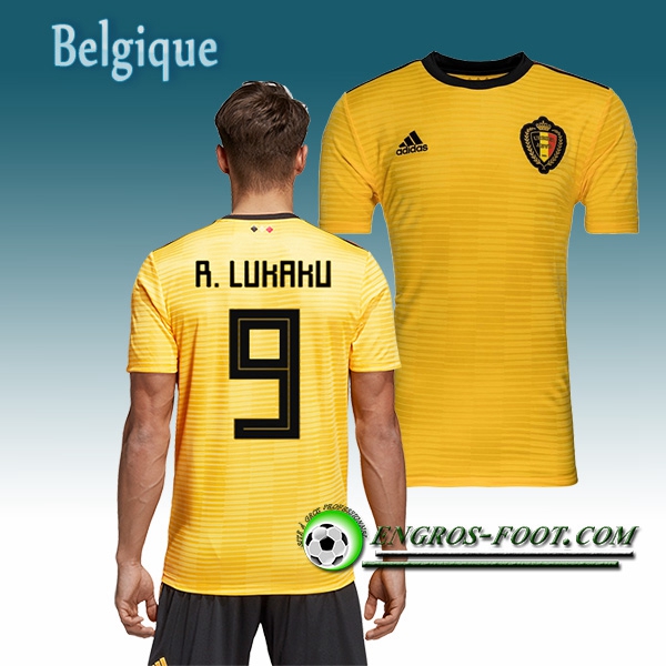 Engros-foot: Jeu Maillot Equipe de Belgique R. LUKAKU 9 Exterieur 2018/2019 Jaune Thailande