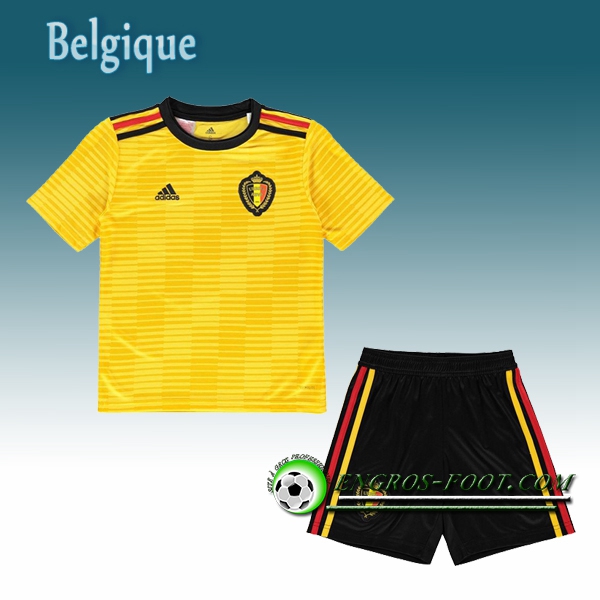 Engros-foot: Jeu Maillot Equipe de Belgique Enfant Exterieur 2018/2019 Jaune Thailande