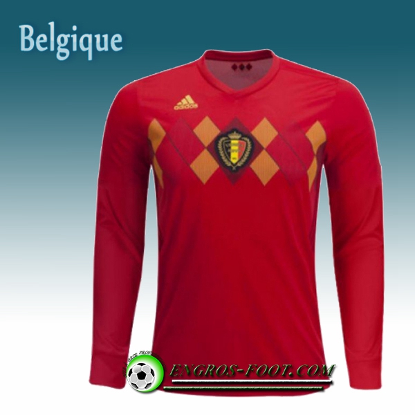 Engros-foot: Jeu Maillot Equipe de Belgique Manche Longue Domicile 2018/2019 Rouge Thailande