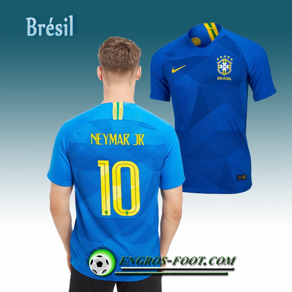 Engros-foot: Jeu Maillot Equipe de Brésil Neymar Jr 10 Exterieur 2018/2019 Bleu Thailande